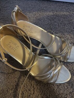 Naturalizer Metallic Gold Strappy Heeled Sandals